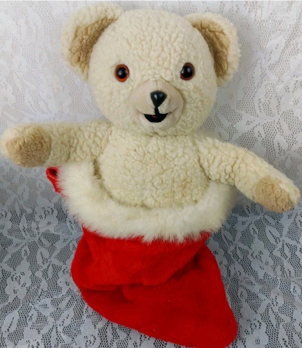 Russ Snuggle Bear Christmas Stocking Plush Lever 21" Stuffed Plushie 1986 80s